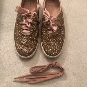 Kate Spade + Converse Rose Gold Glitter Sneakers Size 8
